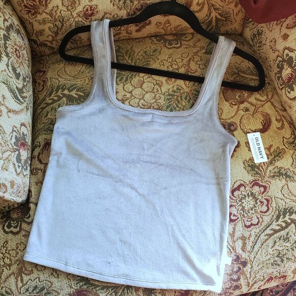 Old Navy Velour Pajama Tank Top, Light Gray, Size M - Picture 3 of 8